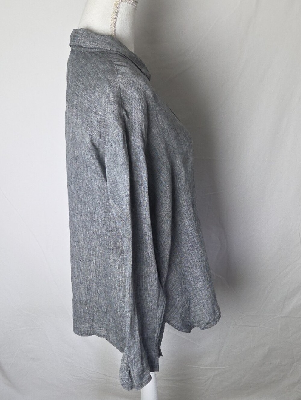 J.Jill Love Linen Womens Button Up Shirt Long Sleeve Relaxed Charcoal Large - Picture 6 of 8